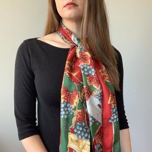 Ralph Marlin and Co vintage 90s red pinot noir wine silk scarf rectangular